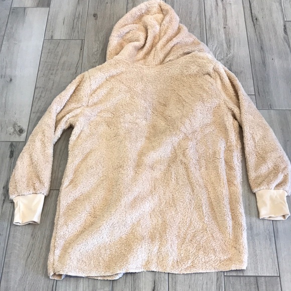 SMALL Plush Cozy Tan Open Front Hooded Cardi - Picture 4 of 8